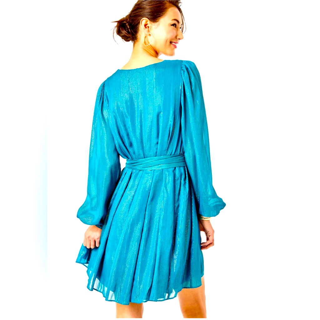 Nwt Lilly Pulitzer Kalianna Elegant Teal & Gold Women's Dress Size M